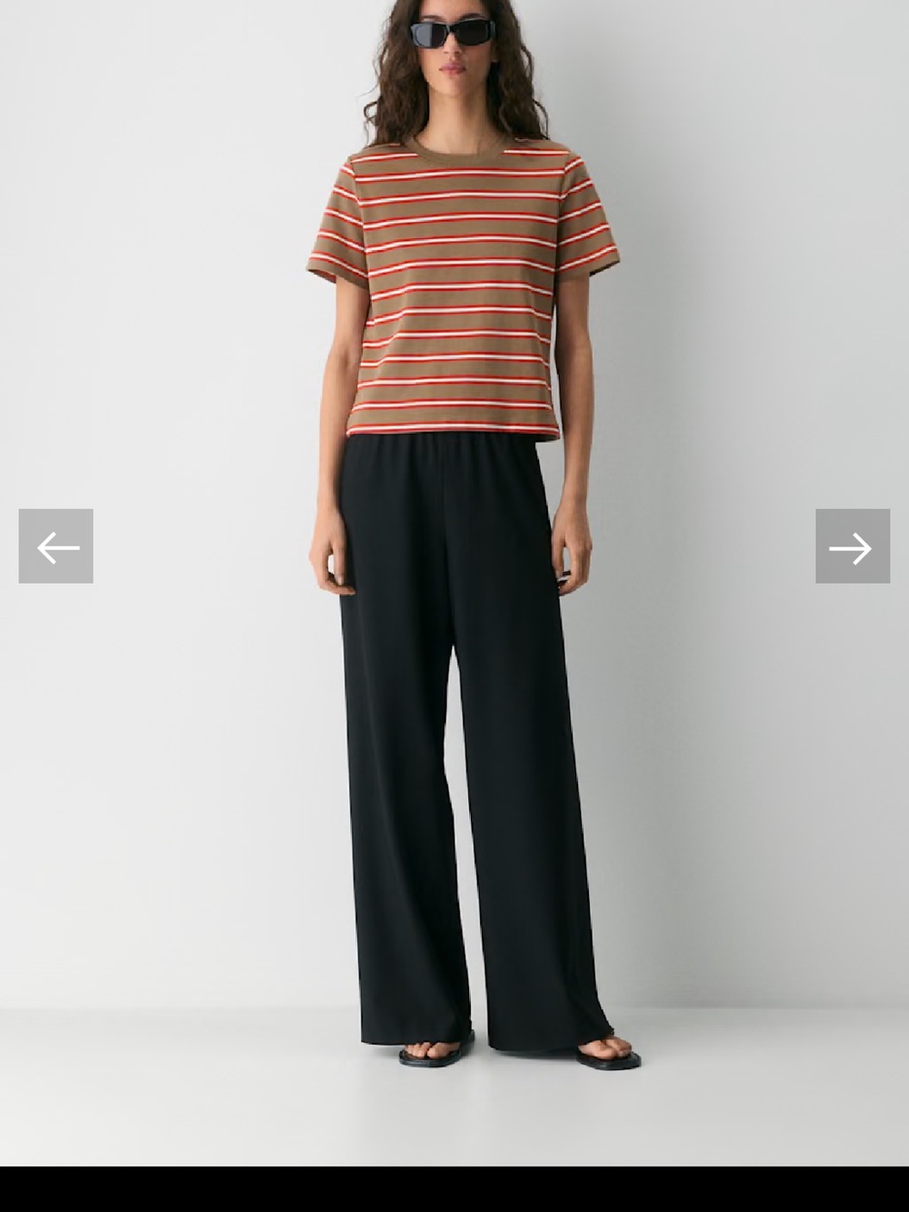 Aritzia Striped Short Sleeve Tee Brown, Red & Cream